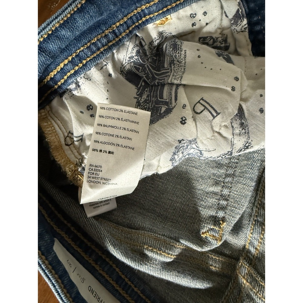 Anthropologie Pilcro Slim Boyfriend Jeans 27 Tapestry Patch Boho Stretch Denim - Picture 7 of 11